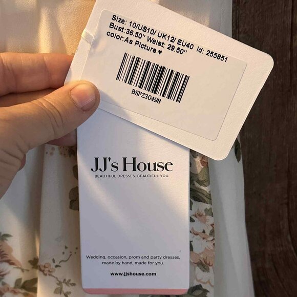 NWT JJ's House Cream Floral A-Line V-Neck Floor Length Chiffon Bridesmaid Dress - Picture 5 of 9